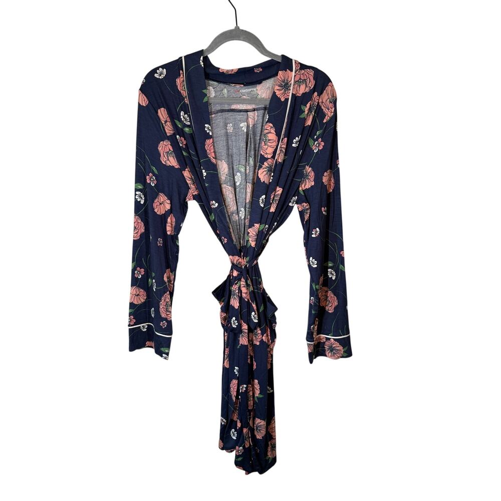 Liz Claiborne Super Soft Navy with Floral Robe Size Small